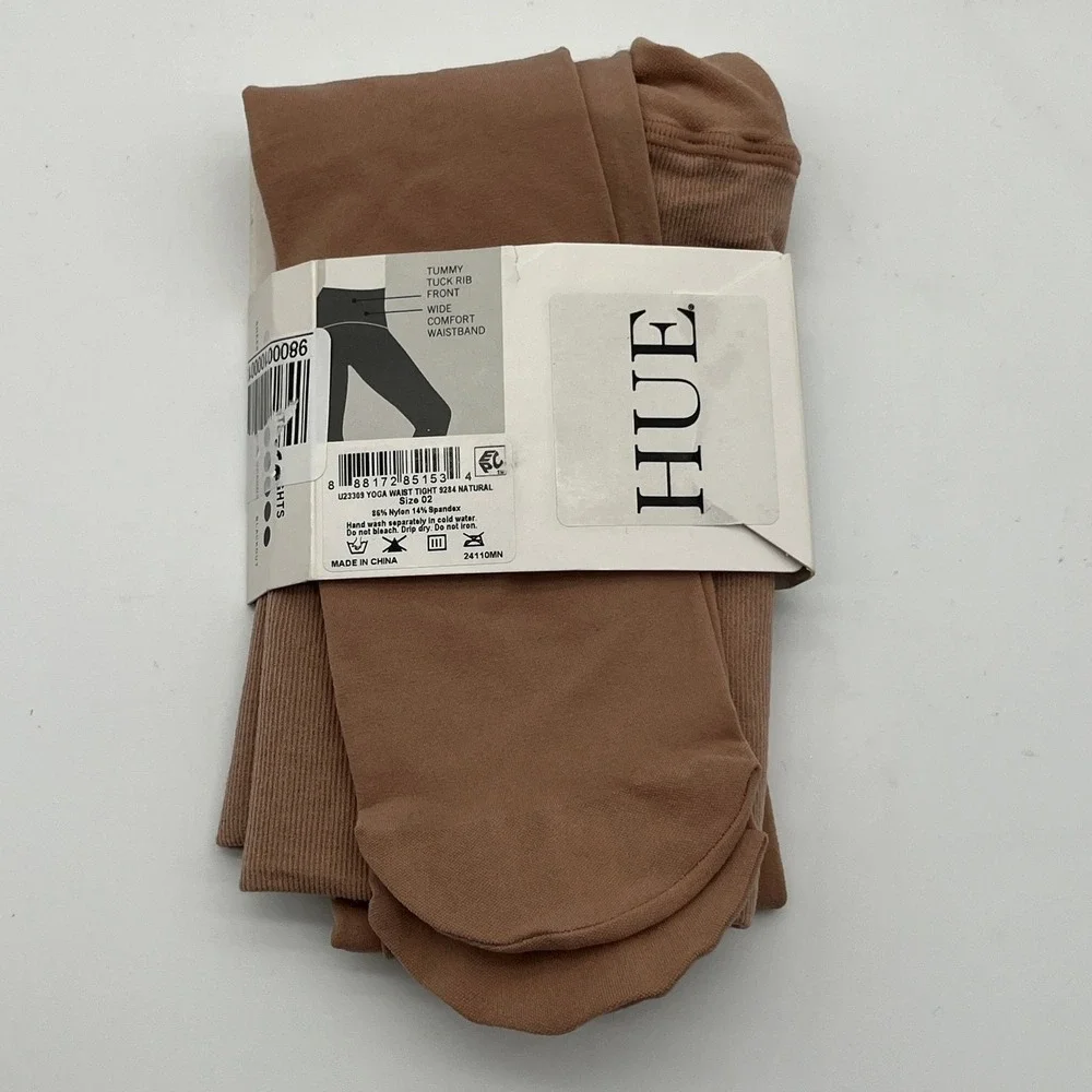 Hue Tights Womens Size 2 Natural Yoga Waist Tights Rib Control Top U23389 8284